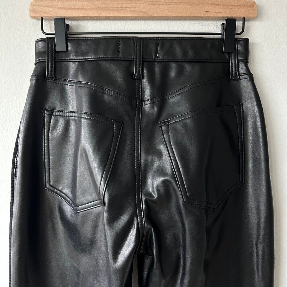 Abercrombie 90s Straight Faux Leather Jeans Women 26 Short Ultra High Rise Black - Picture 5 of 10